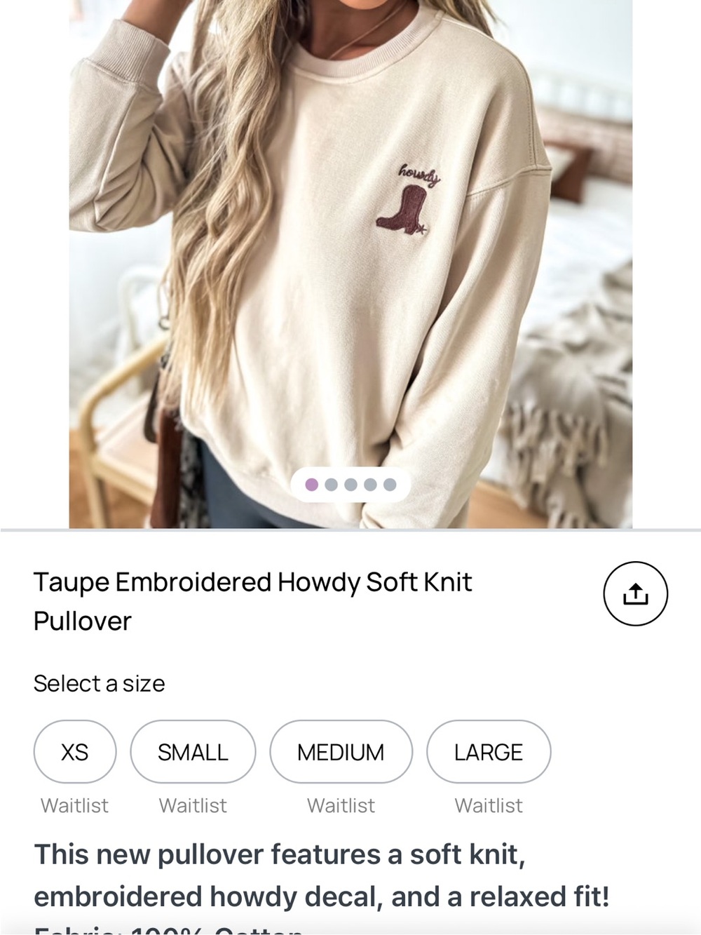Le Lis Beige Crewneck Sweater with Small Howdy Embroidered Logo